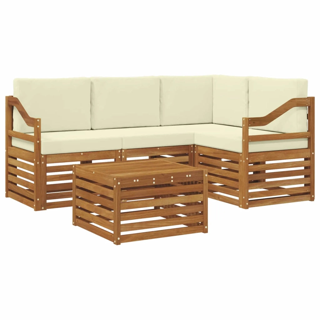 Set di divani da esterno 5 pz Naturale e Crema Poliestere 3374785