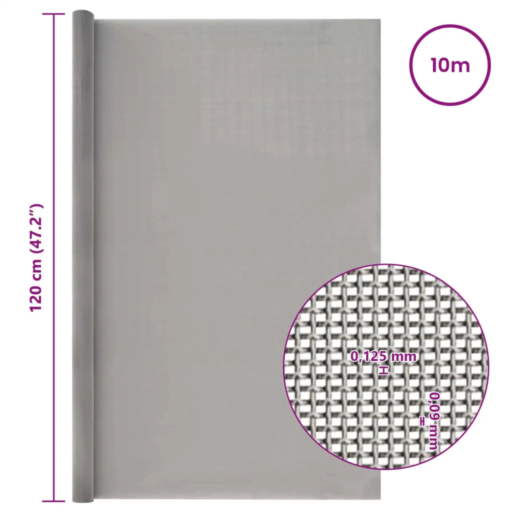 Rete per schermatura 120 x 1000 cm 120 Mesh Argento 42039597