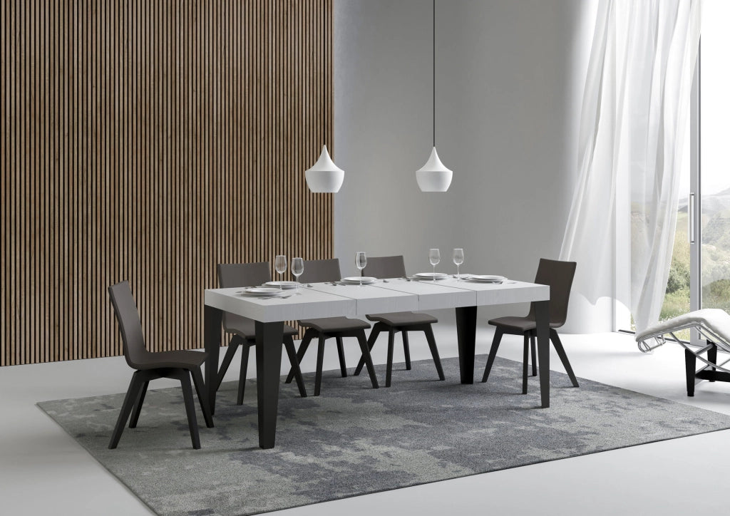 Tavolo allungabile 90x130/234 cm Flaris Premium Bianco Frassino telaio Antracite