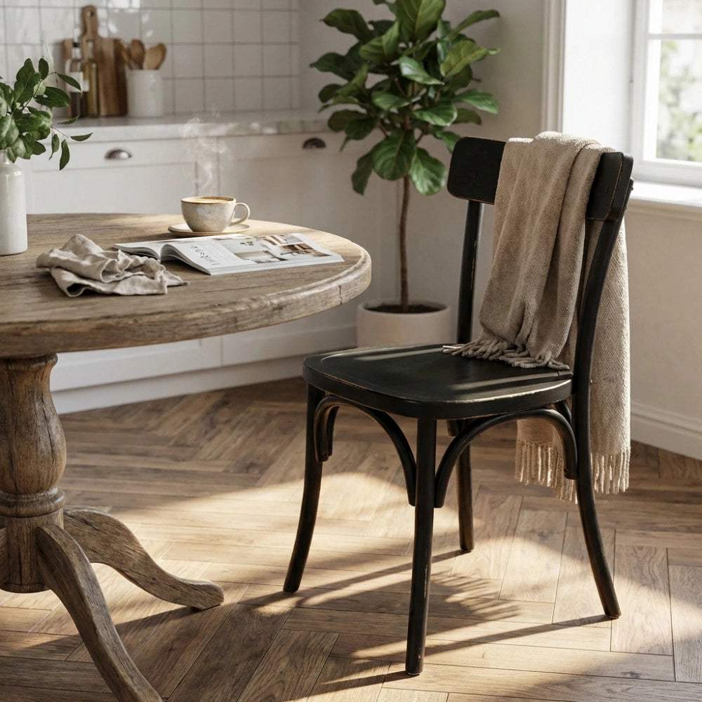 SEDIA IN LEGNO NERO POLLY