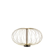Lampada da tavolo LED Mizar 5W 3000K, paralume in acciaio ottone lucido e struttura in acrilico bianco, design moderno ed elegante - Mizar