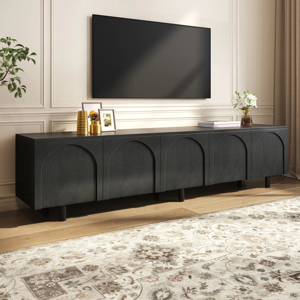 Lowboard per TV nero in MDF lunghezza 180 cm