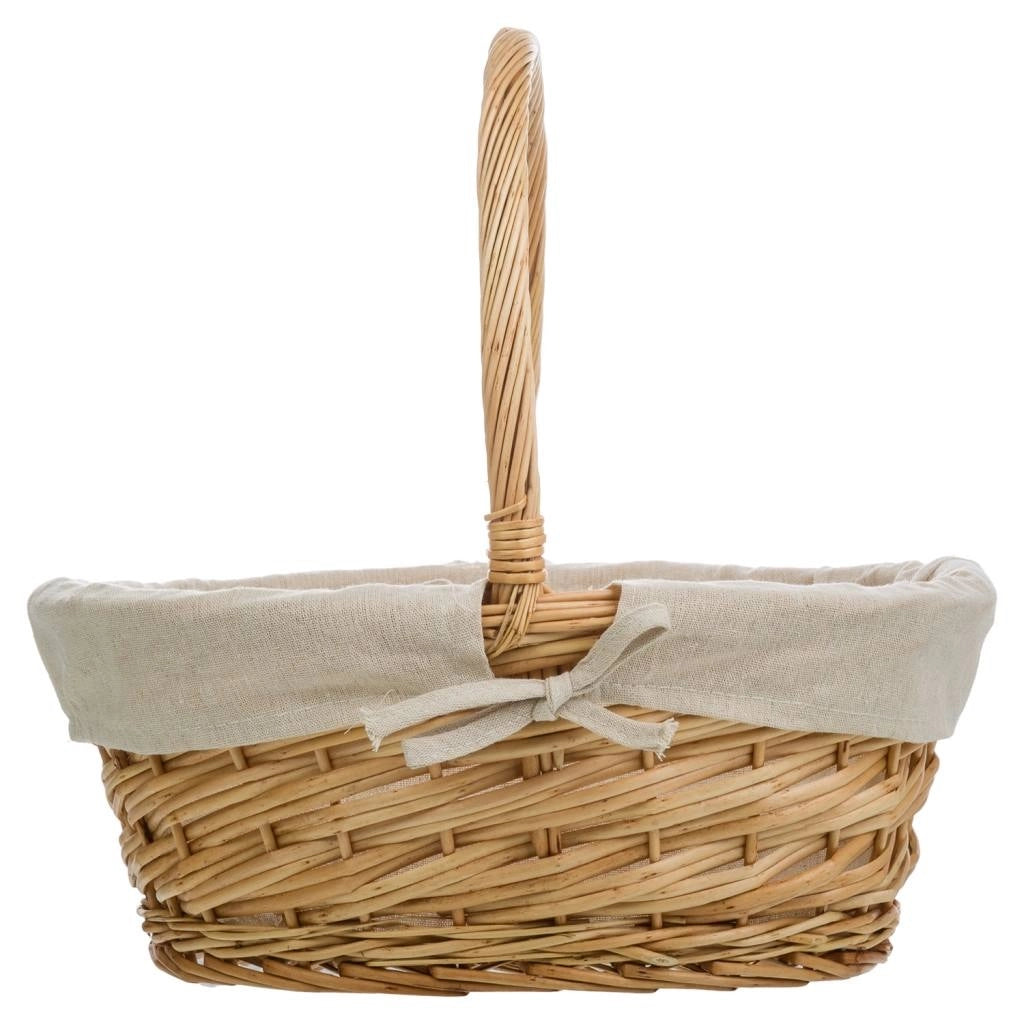 Set di 3 cestini in vimini marrone foderati