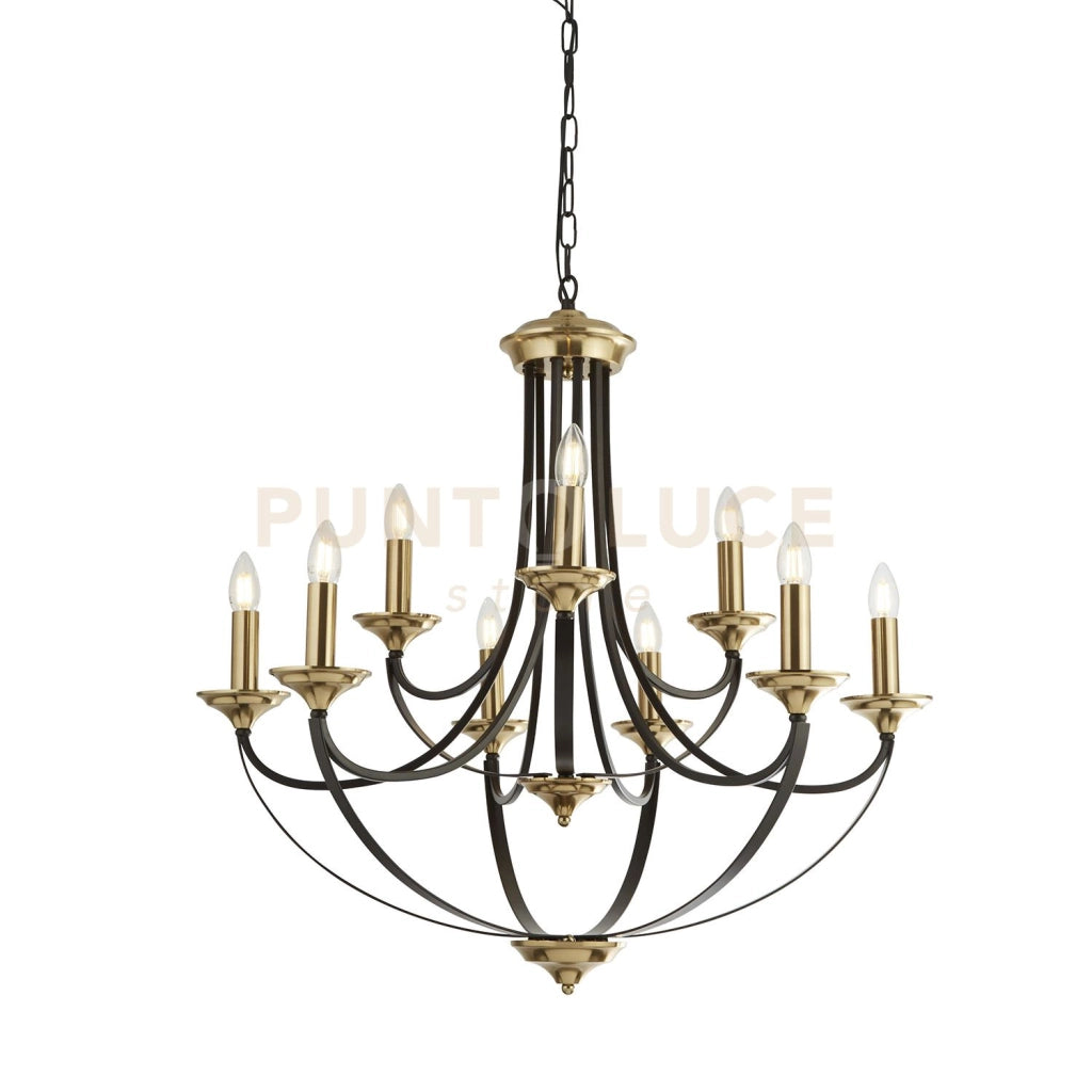 Pendente Belfry 9Lt - Bronzo scuro e metallo marrone