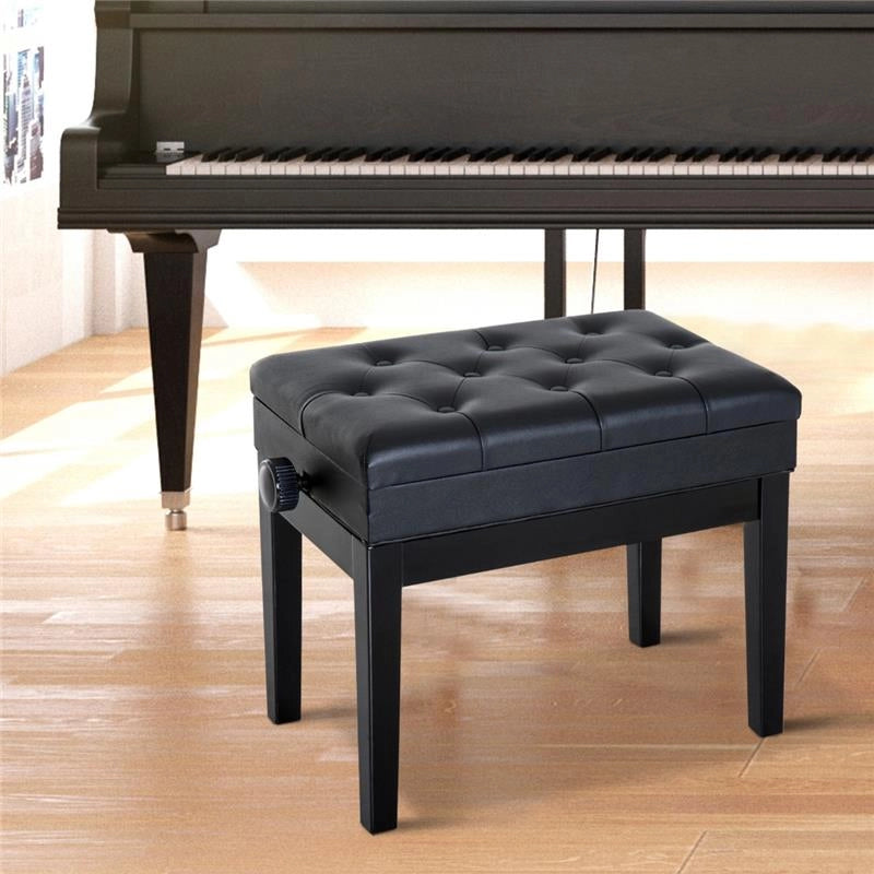 SGABELLO PER PIANOFORTE CON VANO PORTAOGGETTI ALTEZZA REGOLABILE NERO