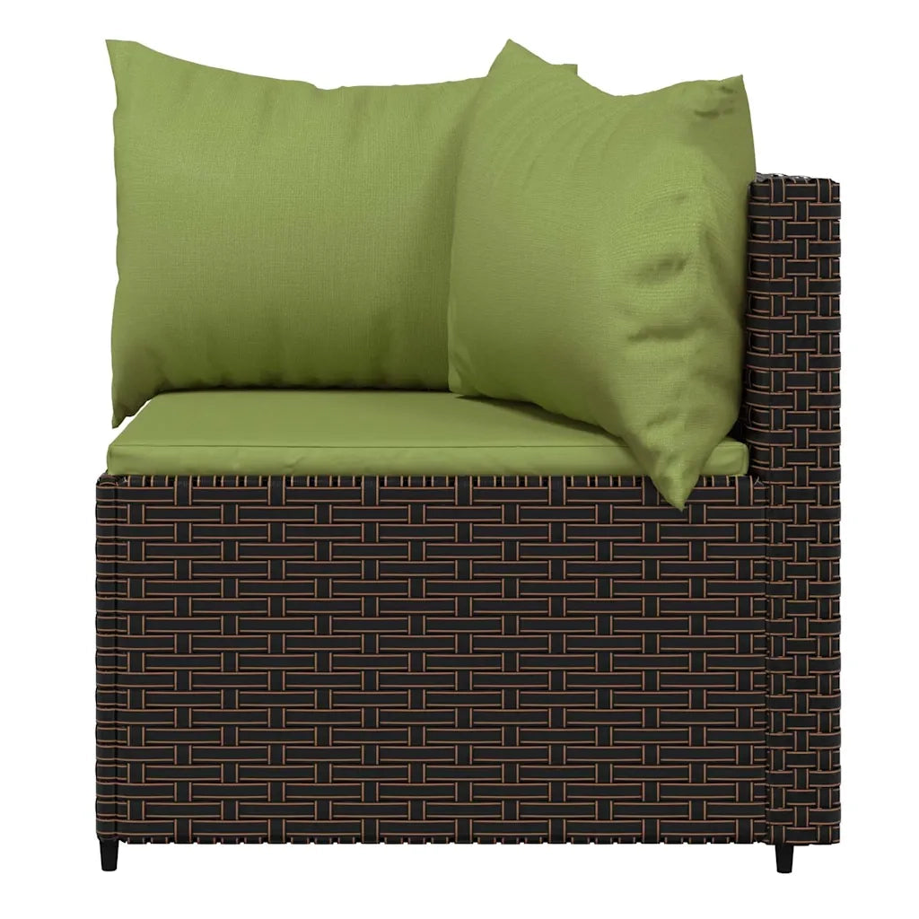 Set Mobili da Giardino 3 pz con Cuscini in Polyrattan Marrone CFW6188557