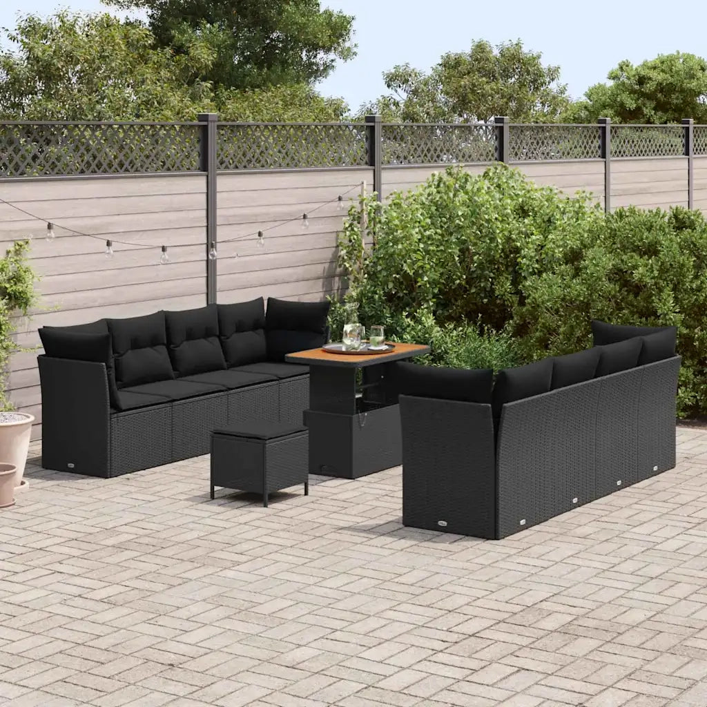 Set Divano da Giardino 11 pcs Nero polyrattan 3361459