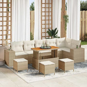 Set Divano da Giardino 10 pcs Beige e Crema polyrattan