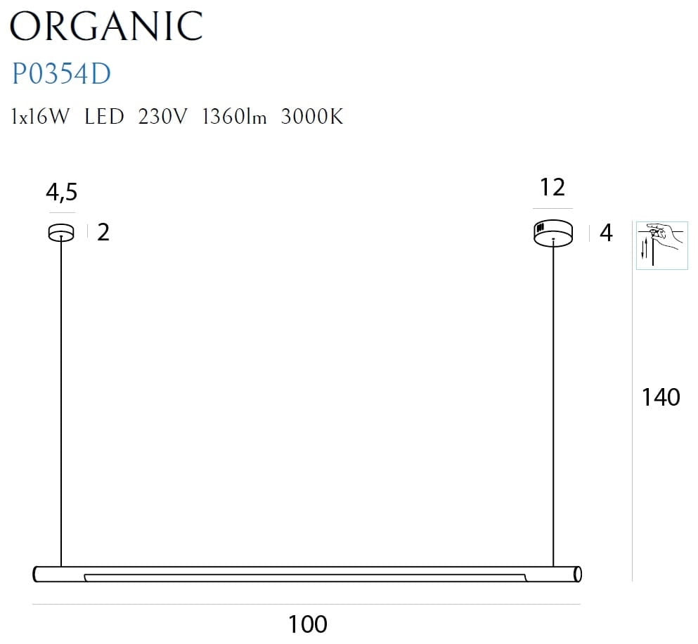 Lampada sospensione LED nera 100 cm dimmerabile Maxlight