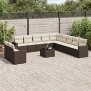 Set Divani da Giardino 12 pz con Cuscini Marrone in Polyrattan 3251540