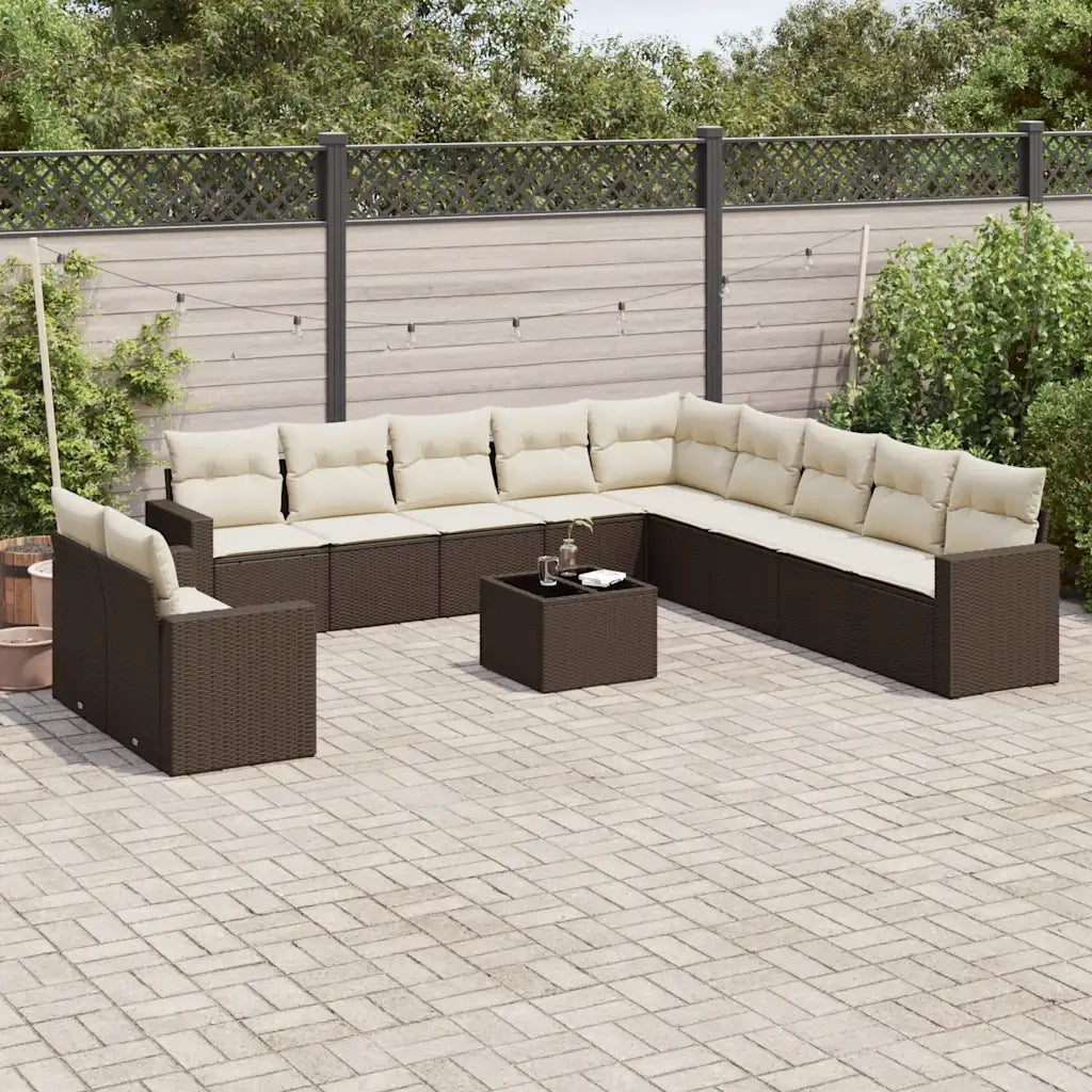 Set Divani da Giardino 12 pz con Cuscini Marrone in Polyrattan 3251540
