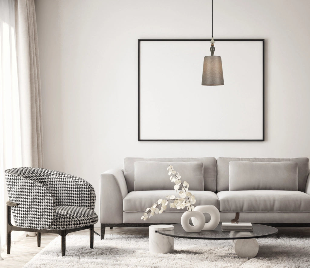 Lampada a sospensione Nerom in tessuto Ø22 grigio/nero E27