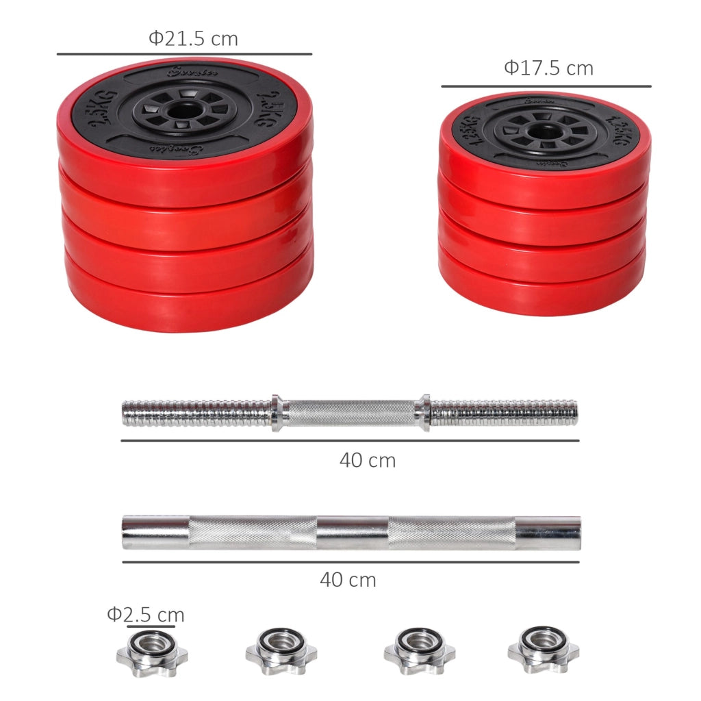 Set di manubri 20 kg ¨C Minimal ¨C Rosso e nero