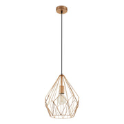 Lampadario A Sospensione Vintage Carlton Acciaio Rame 1 Luce E27