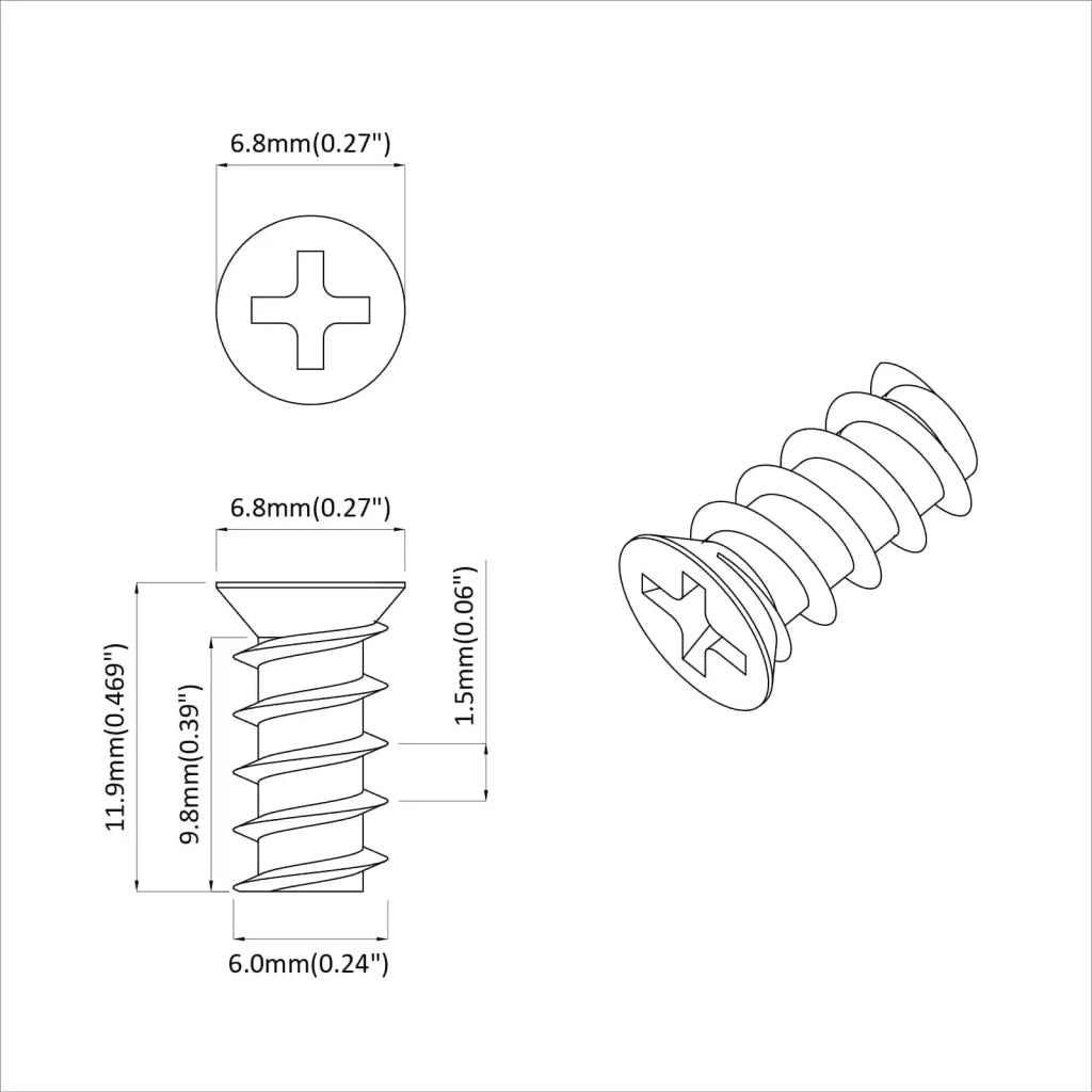 Vite 10909 pcs Argento M6 x 12 mm Ferro