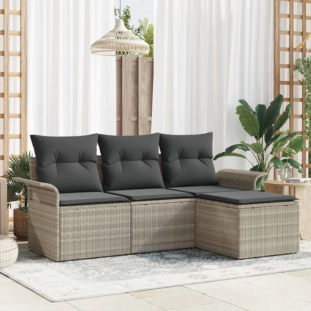 Set di divani con cuscino 4 pcs Grigio polyrattan 3345312