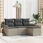 Set di divani con cuscino 4 pcs Grigio polyrattan 3345312