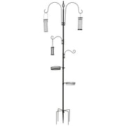 Mangiatoia per Uccelli con 4 Ganci, Spiedo, Ciotole ¨C Minimal ¨C Nero 208 cm