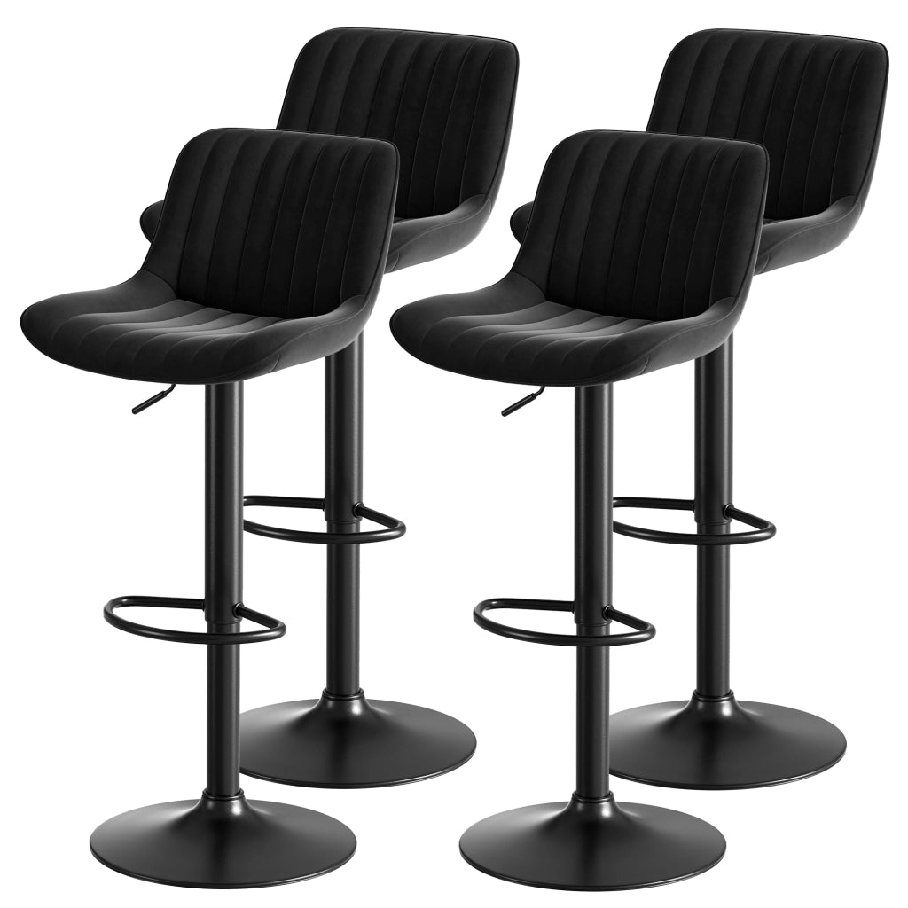 Sedia da bar girevole - Zephmum- Set di 4, regolabile in altezza, rivestimento in velluto