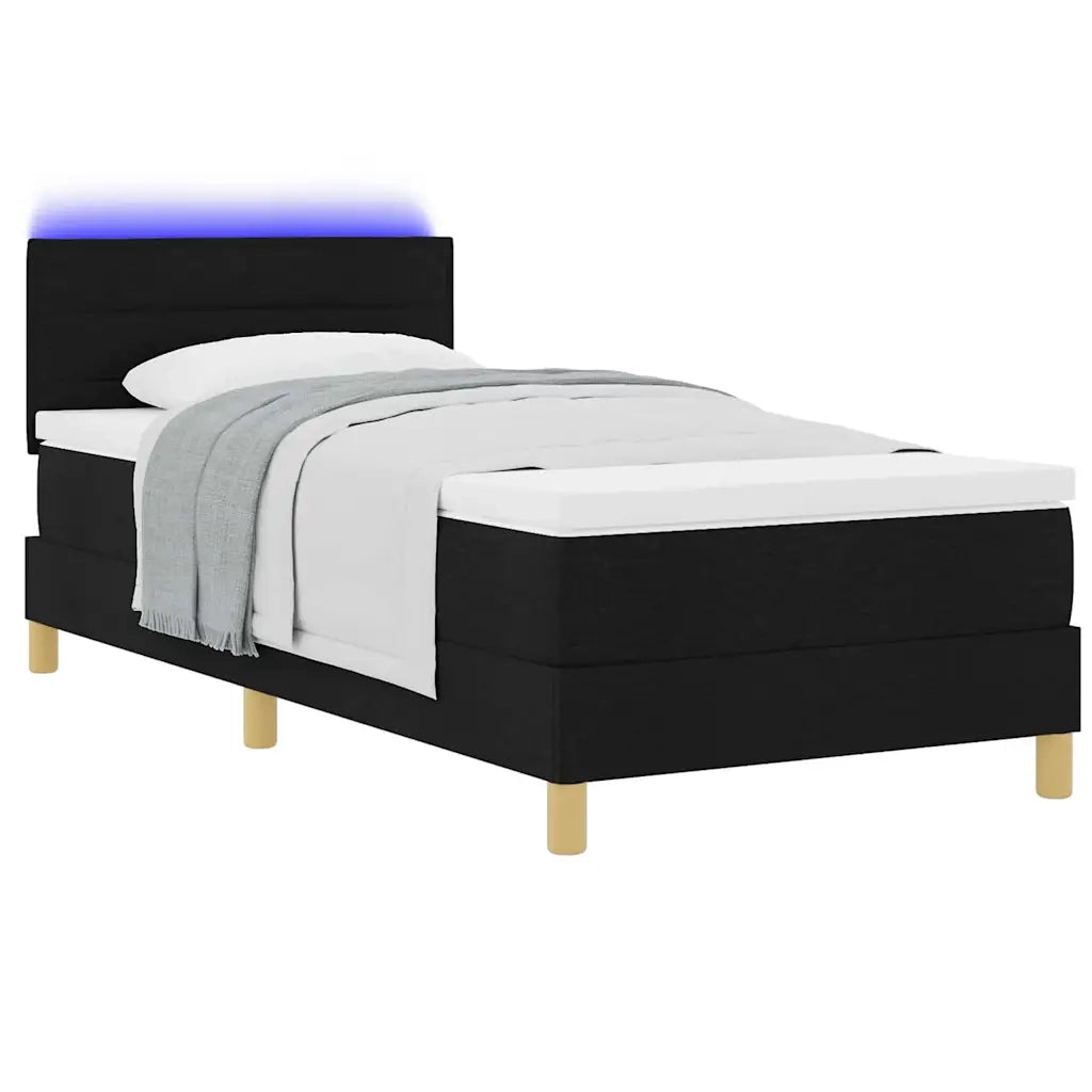 Letto a Sorgente LED con strisce LED Nero 90 x 200 cm Tessuto 3342333