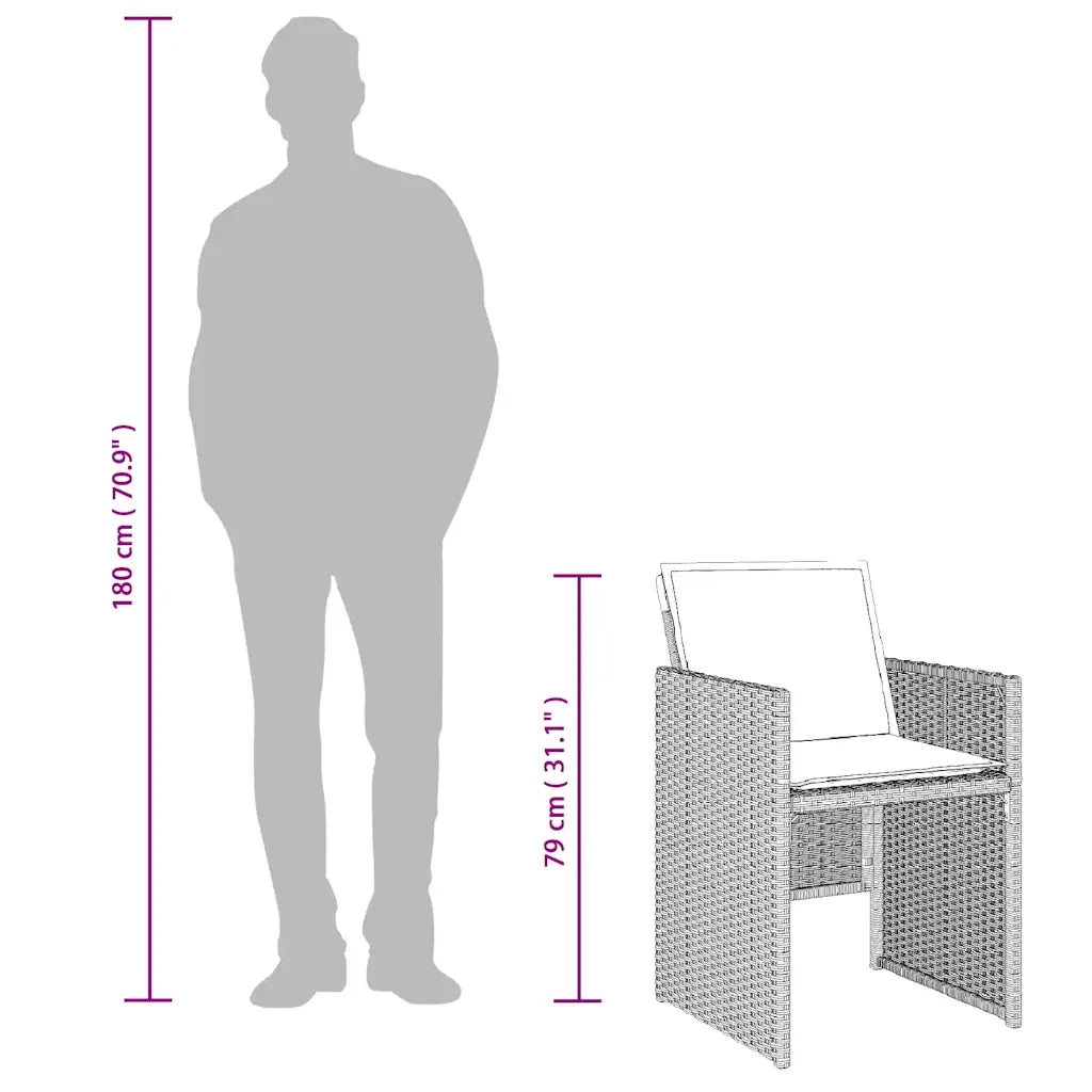 Set Pranzo Giardino 11pz con Cuscini Grigio Chiaro Polyrattan 3210671
