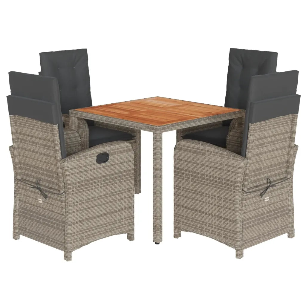Set da Pranzo da Giardino 5 pz con Cuscini in Polyrattan Grigio 3212240