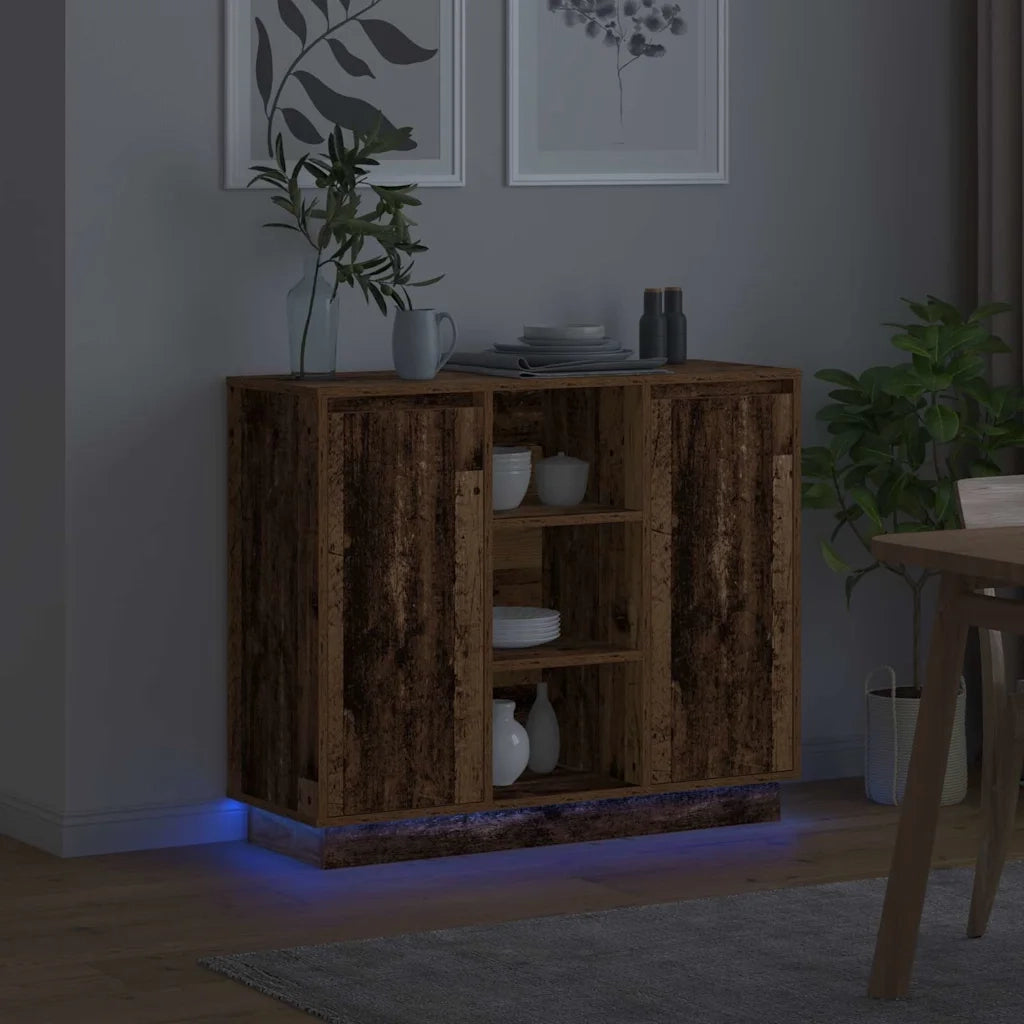 Madia LED Legno vecchio 90 x 32 x 75 cm Legno multistrato 869688