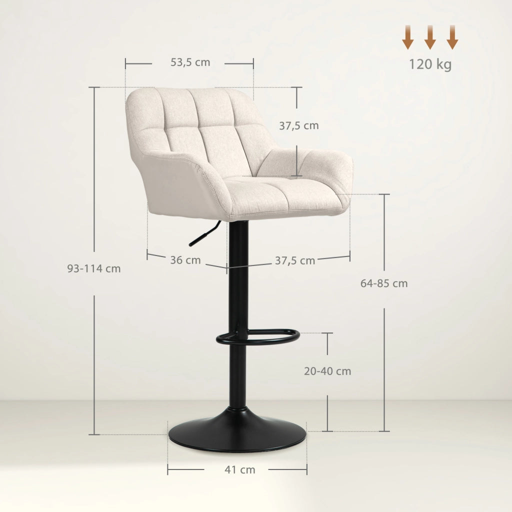 Sgabelli 2 Pezzi Design Retr¨° Altezza Regolabile ¨C Zephmum ¨C Ecopelle Creme + Nero