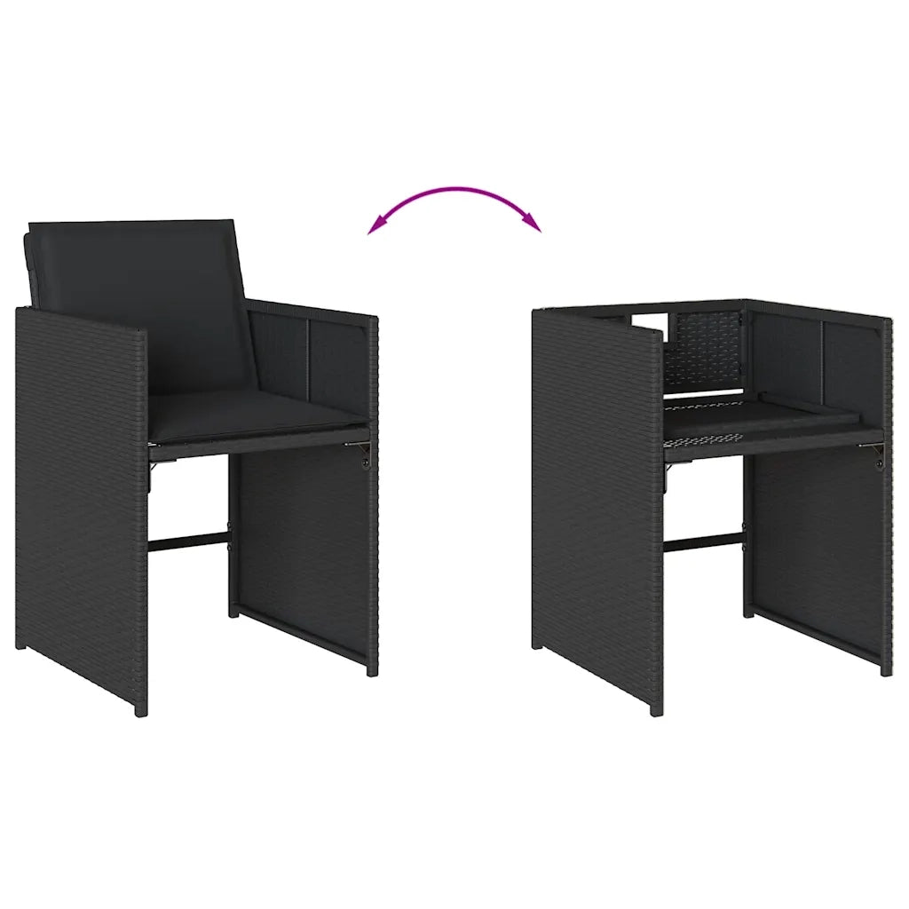 Set da Pranzo da Giardino 9 pz | Set Salotto da Giardino con Cuscini Nero in Polyrattan