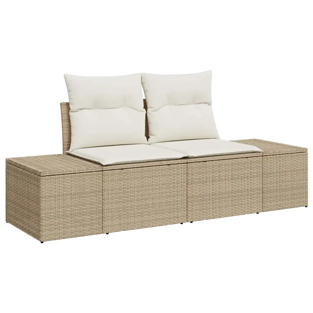 Set Divano da Giardino con cuscino 7 pcs Beige Poly Rattan