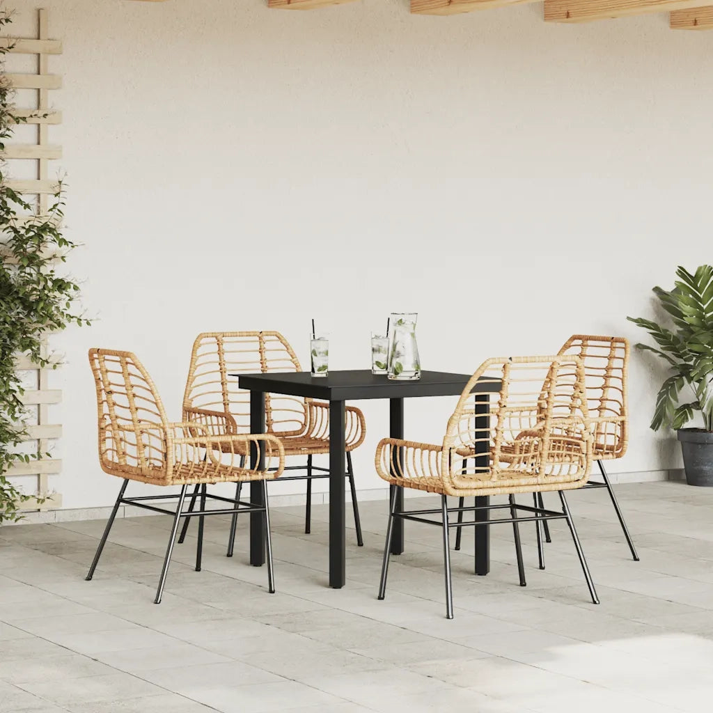 Set da Pranzo da Giardino 5pz Polyrattan Vetro 3334542