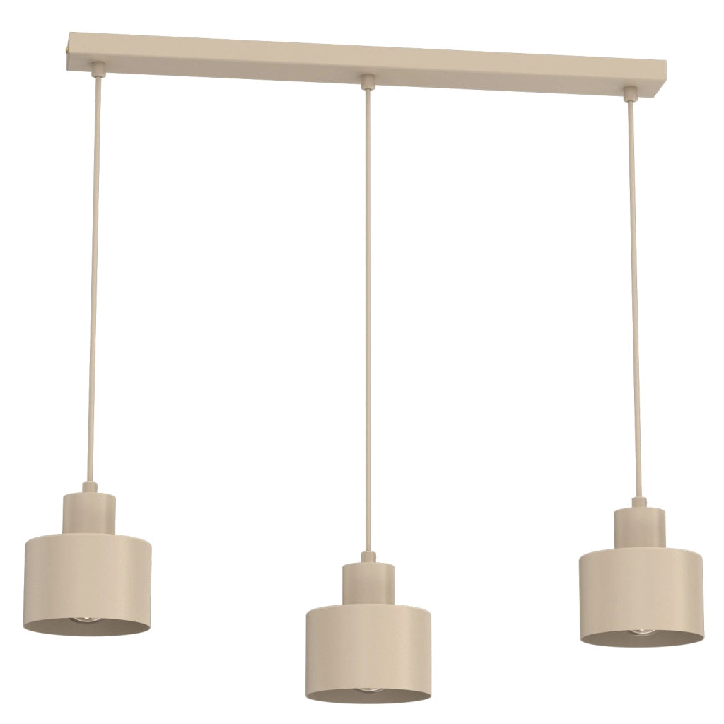 Lampada sospesa Parkla 3 luci beige acciaio E27 Luminex