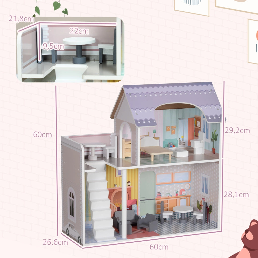 Casetta per Bambini con Balcone e Mobili ¨C Zephmum ¨C Multicolore