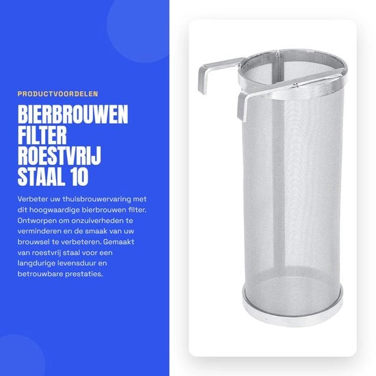 Filtro per l'imbottigliamento di birra da 300 micron - Acciaio inossidabile - Birra artigianale - Filtro per luppolo - Anticorrosivo - Facile da pulire - Filtro per luppolo