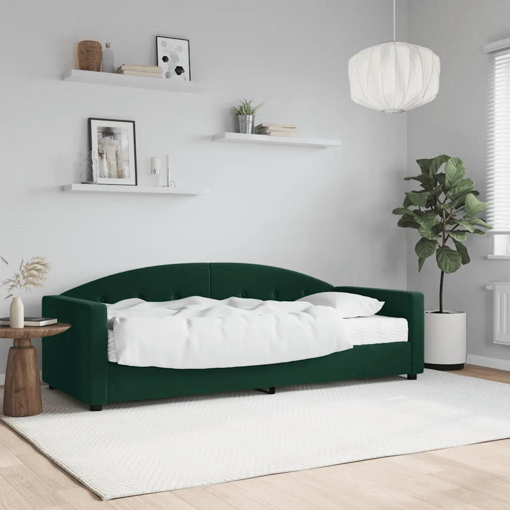 Divano Letto con Materasso-Sofa Letto-Daybed Verde Scuro 80x200 cm in Velluto 845640