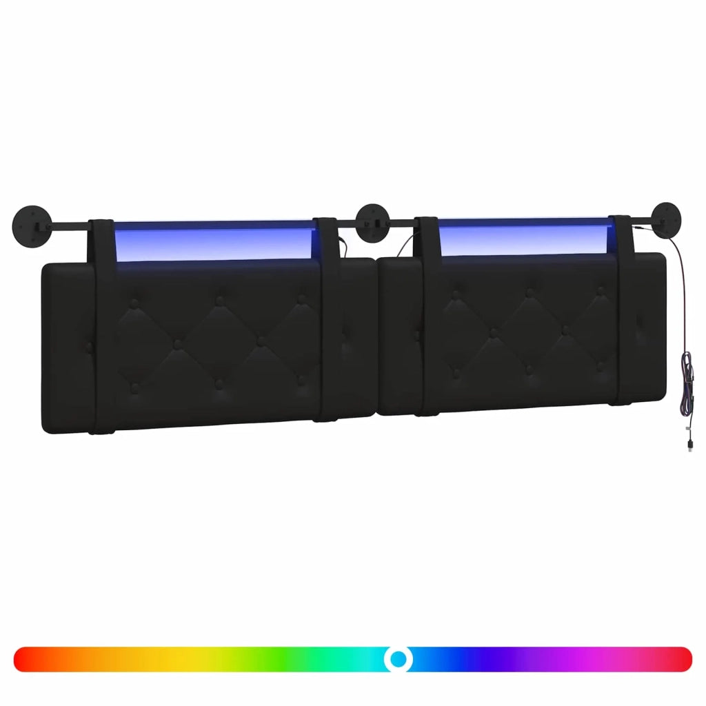 Testiera sospesa Con luce LED Nero Similpelle 3424239