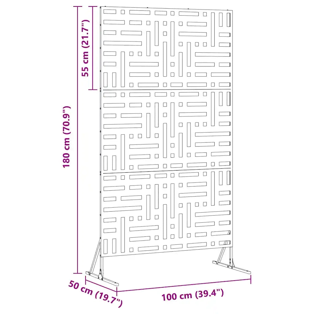 Schermo per Privacy Nero 100 x 50 x 180 cm Acciaio 868549