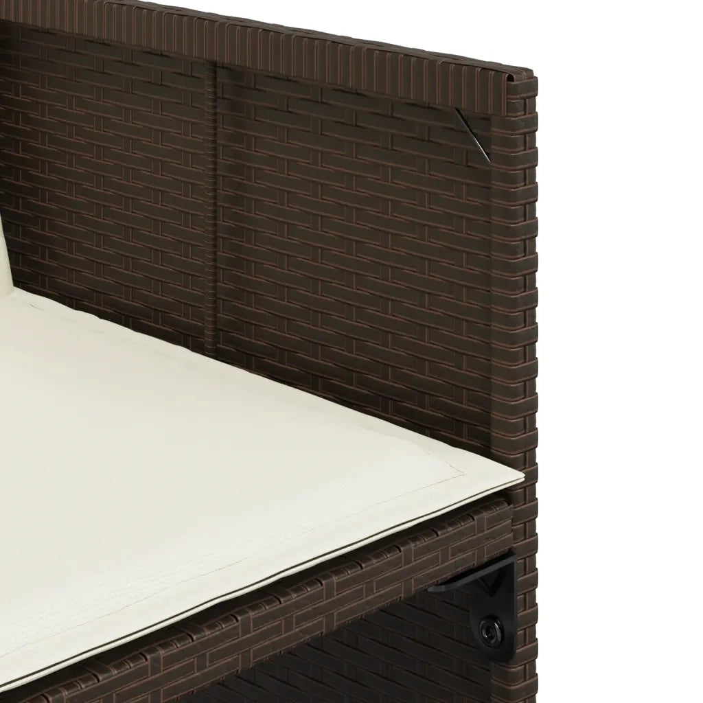 Set da Pranzo da Giardino 17 pz con Cuscini Marrone Polyrattan