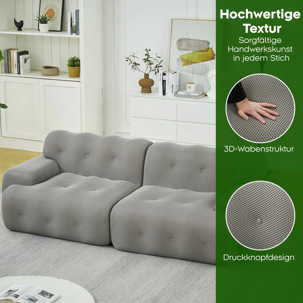 Divano 2 Posti Cloud con Braccioli Larghi e Bottoni ¨C MINIMAL ¨C Grigio