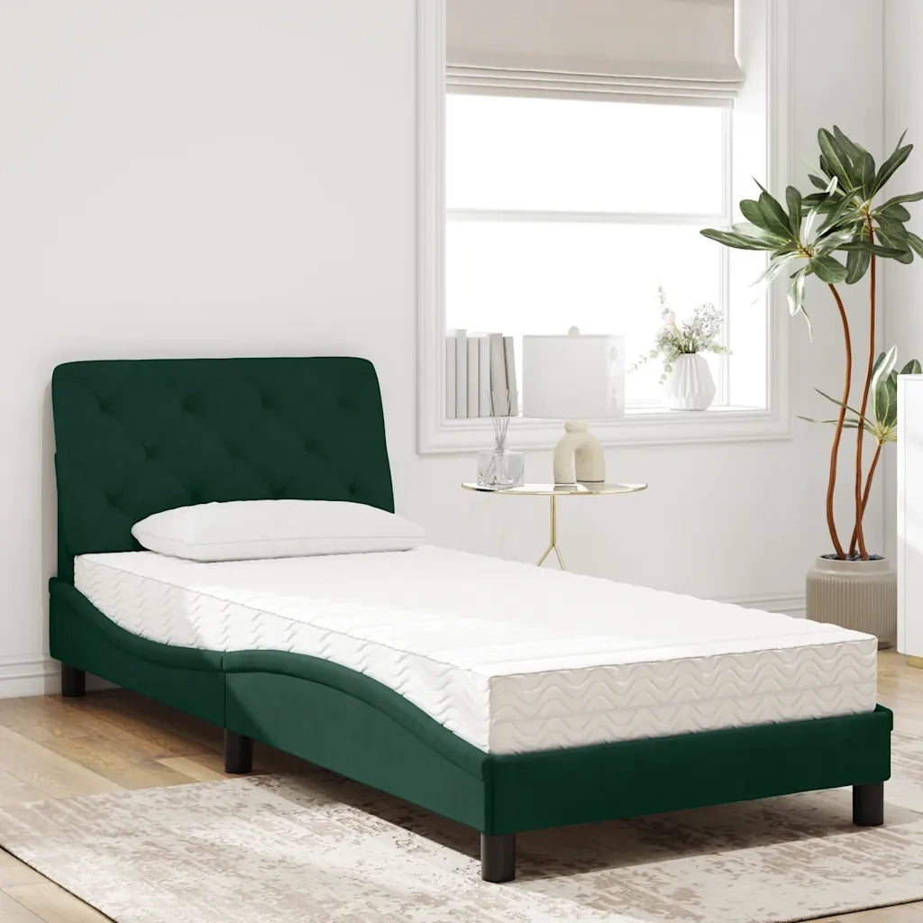 Letto con Materasso Verde Scuro 80x200 cm in Velluto