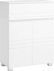 Arredobagno - cassettone con ante scorrevoli, porta doppia, piedini, regolabile, per bagno, ingresso, 60 x 30 x 80 cm, bianco