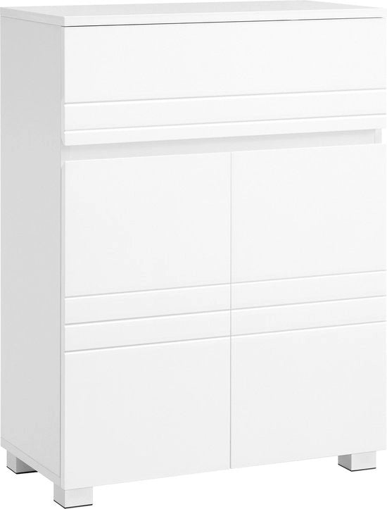 Arredobagno - cassettone con ante scorrevoli, porta doppia, piedini, regolabile, per bagno, ingresso, 60 x 30 x 80 cm, bianco