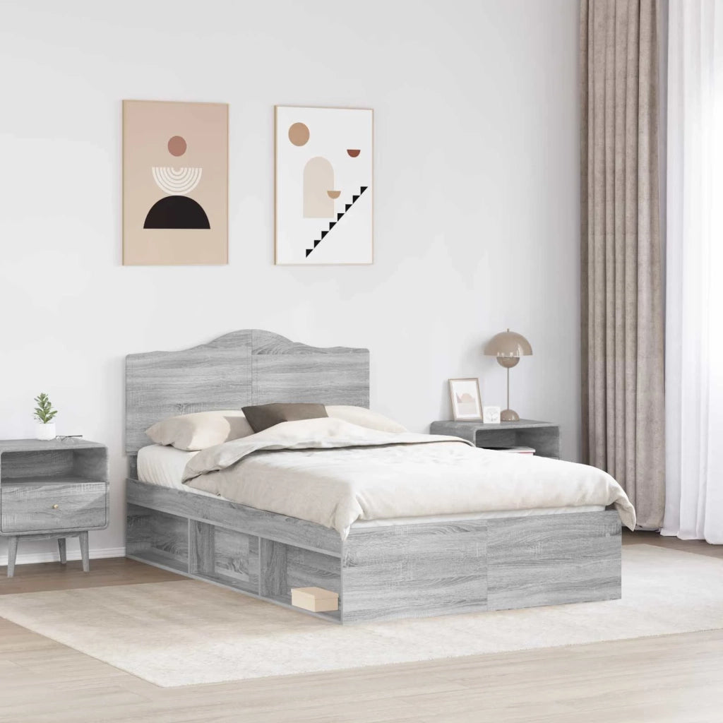 Struttura del letto-Giroletto Grigio Sonoma 135 x 190 cm Pino massello 423703