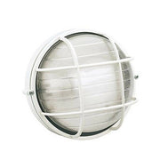 Plafoniera Tonda Muro da Esterno Lampada Parete Gabbia Illuminazione Luce Sovil Colore: Bianca con Gabbia, Dimensione: Grande - H 24 cm