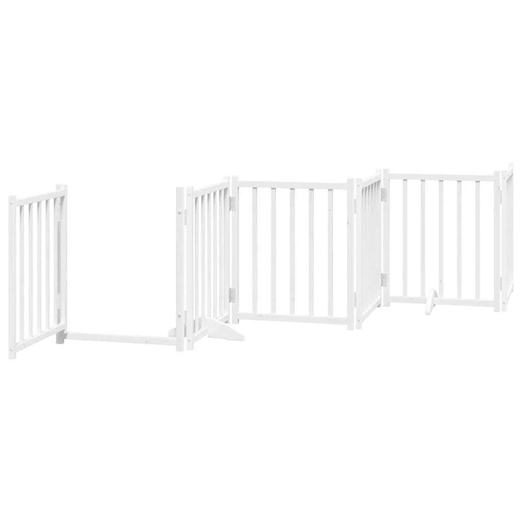 Cancelletto di sicurezza per animali domestici porta pieghevole 9 pannelli legno di pioppo bianco 02_0023291