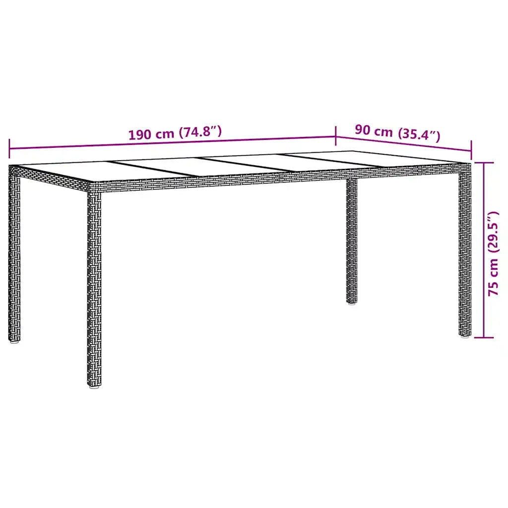 Tavolo da Giardino Marrone 190 x 90 x 75 cm polyrattan 362546