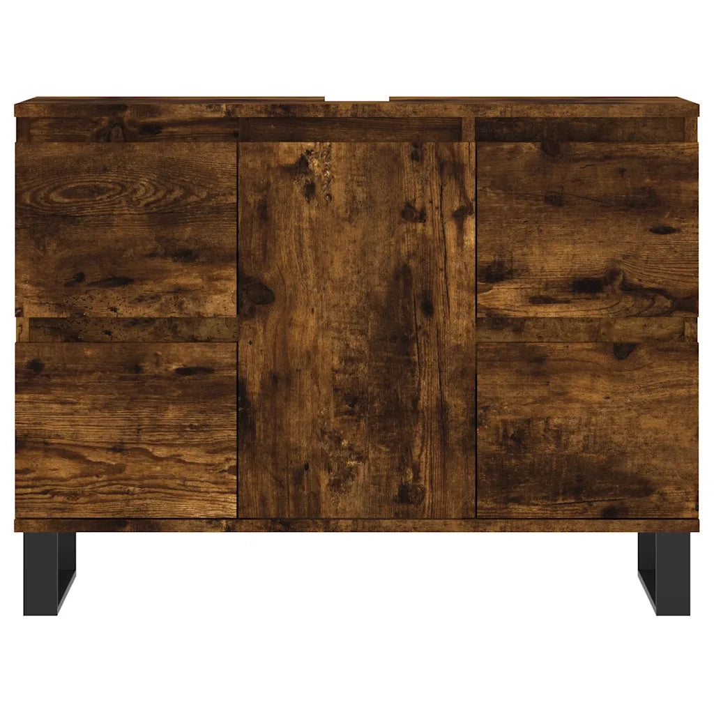 Armadietto Bagno | Armadio da bagno Rovere Fumo 80x33x60 cm in Legno Multistrato