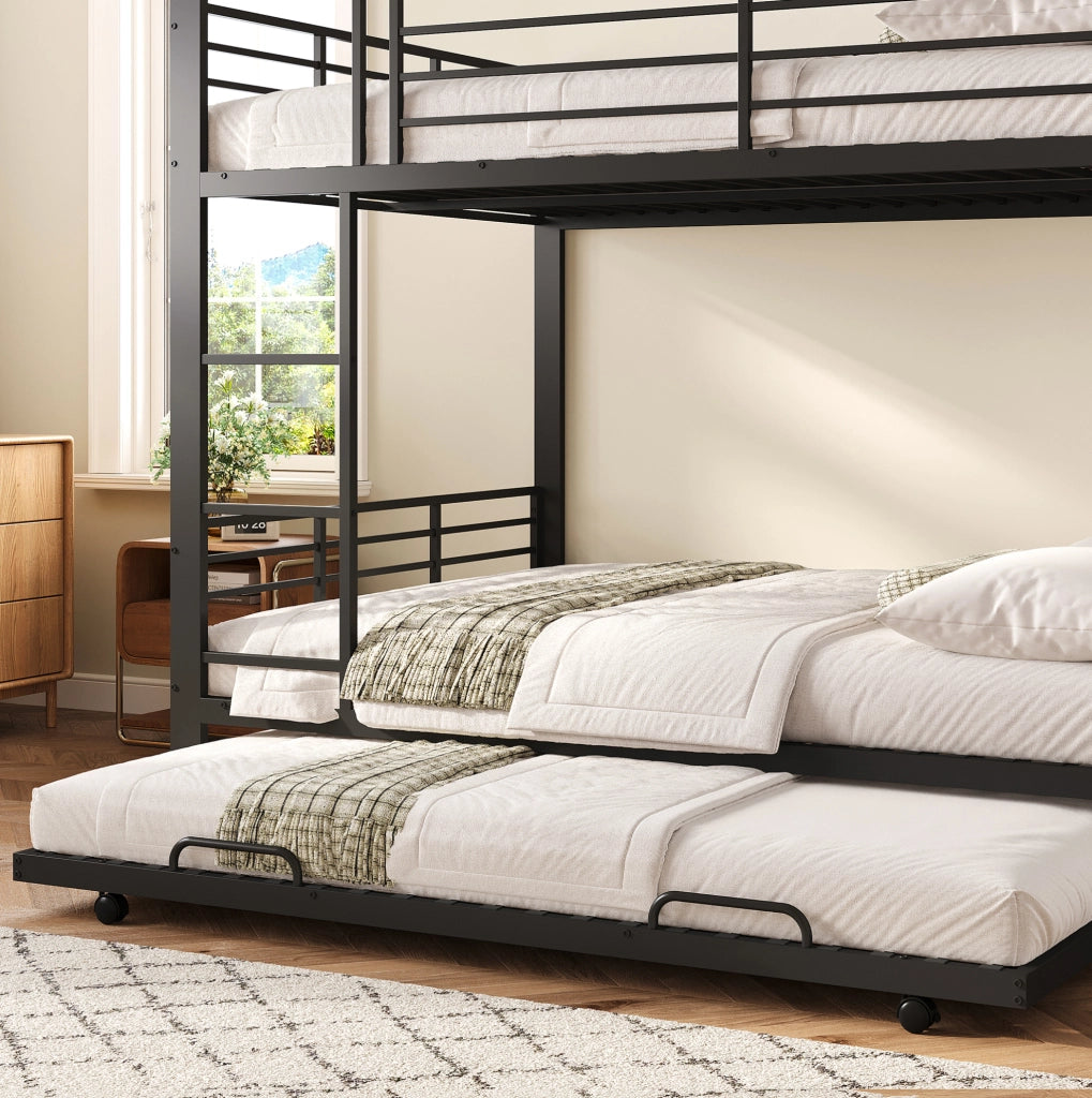 Letto a castello in metallo 140x200 cm con letto estraibile; nero