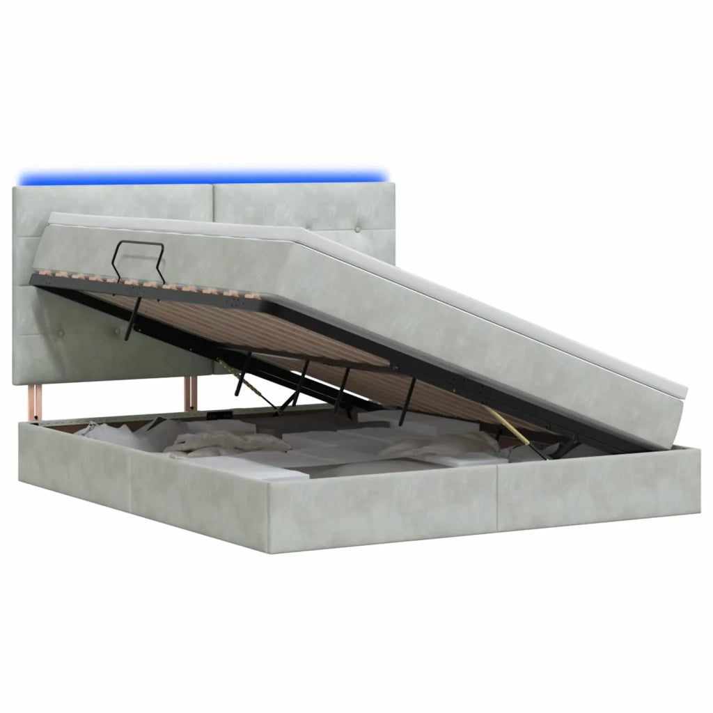 Letto con contenitore LED e materasso Grigio Chiaro 3460146