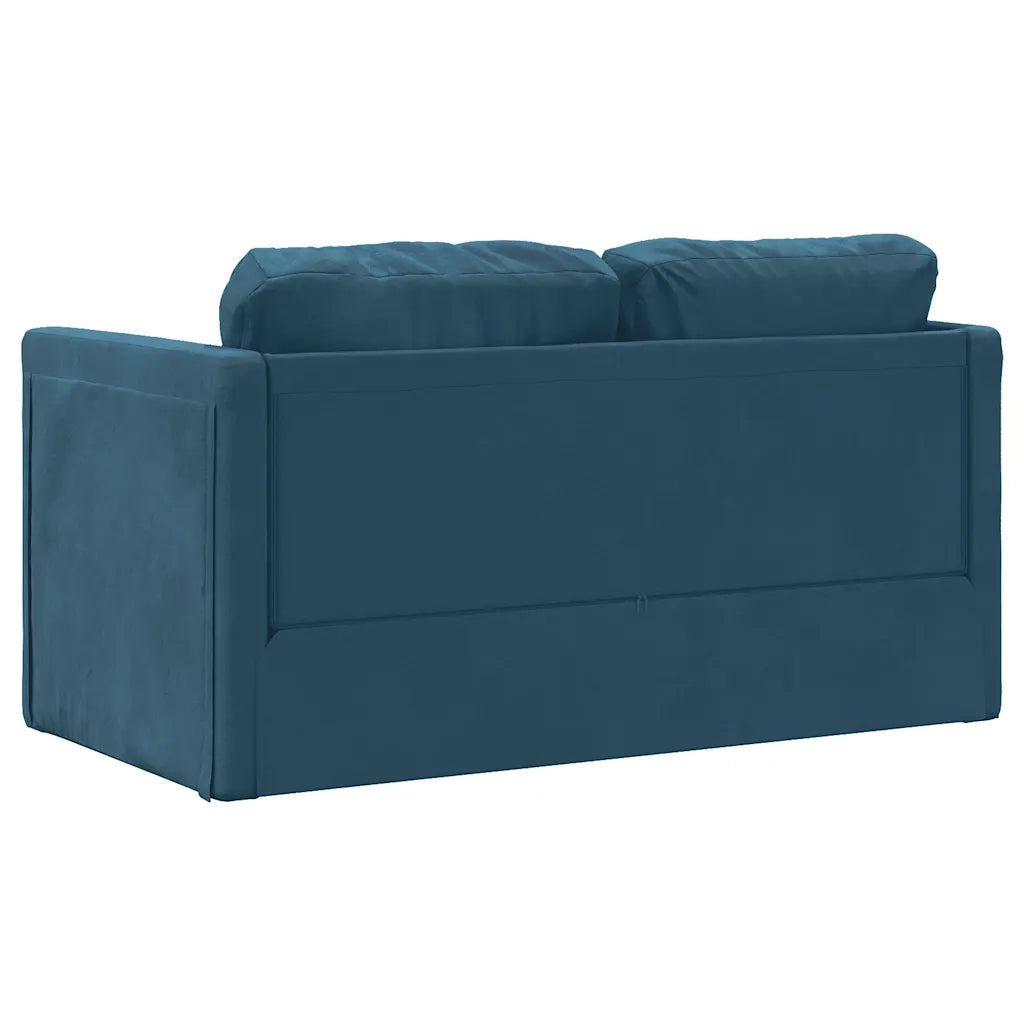 Divano Letto da Terra 2 in 1-Sofa Letto-Daybed Blu 122x204x55 cm Velluto